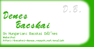 denes bacskai business card